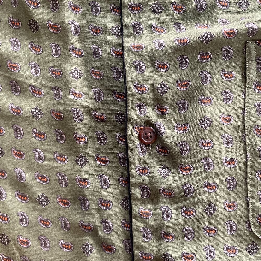 The Kooples Paisley forest green button-up Size L - Excellent Condition - Picture 5 of 5